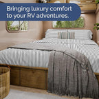 RV Short Queen Sheet Set 60 X 75 - 4 Piece RV Short Queen Bed Sheets - Soft, Breathable & Cooling - Designed for Bunks, Trailers & Campers - Fits 8” to 12" Mattress - Luxury Bedding - Grey Stripes 2