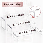 LFTYTUO 1 Set Large Acrylic Clear Display Risers, 3 Sizes 12" Rectangular Showcase Collectibles Display Shelf, 5 mm Thick Desktop Display Stand Holder for Figures, Jewelry, Perfume, Toys