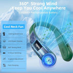Kinhowly Portable Neck Fan,Hands Free Personal Wearable Bladeless Fan,6000mAh USB Rechargeable,360° Cooling,LED Display,4-Speeds,Birthday Gifts for Men Women Dad Mom,Valentines Day Gifts (Dark green)