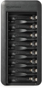 Amazon Basics Rechargeable AA NiMh Batteries with 8-Bay Battery Charger, USB-C Port, No AC Power Adapter, 8 Count (Pack of 1), Black