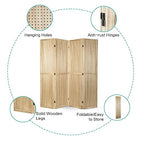 Babion 4 Panel Pegboard Display, Peg Board Room Divider Freestanding Folding Privacy Screens Display Stand for Craft Shows (Natural)