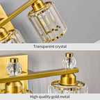 FDPBY Bathroom Vanity Lights 3-Light Gold Modern Crystal Vanity Light Fixtures Over Mirror Crystal Bathroom Vanity Lighting Fixtures