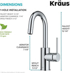 KRAUS Oletto Single Handle Kitchen Bar Faucet in Chrome Finish, KPF-2600CH