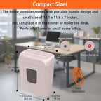 Bonsaii Compact Design for Business Paper Shredder, 6-Sheet Cross-Cut, Credit Card Shredder, Home Office, Handle for Document, Mail, Staple, 3.4 Gal Wastebasket, Pink