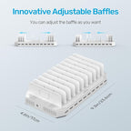 【5PCS】 Unitek Multi Charging Station, 10-Port USB Charger for Multiple Device with SmartIC Tech and Adjustable Dividers, Organizer Stand Compatible with iPad, Tablet, Kindle, iPhone - 5PCS, White