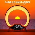 GuDoQi Sunrise Alarm Clock with Fast Wireless Charger Station and Bluetooth, Full Screen with Sunrise Simulation Light, Sleep Aid, Dual Alarms, FM Radio, More Than 10 Colors Nightlight for Bedrooms