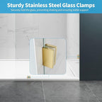 Shower Glass Panel, 35" W x 78.75" H Fixed Shower Screen Panel with 3/8"(10mm) SGCC Clear Tempered Glass, Frameless Walk in Shower Door for Bathroom (Bright Gold, 35" W x 78.75" H)