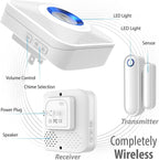 Fosmon WaveLink Wireless Door Chime with 500 Feet Range, 58 Tunes, 5 Volume Levels & LED Indicators for Home/Business/Office (1 Receiver + 2 Sensors)