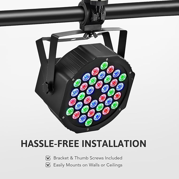 CO-Z Stage Lights 36 RGB LED Par Lights with Remote Control DJ Uplighting for Event Wedding Christmas Halloween Party Club Music Stage Lighting, 6 Pack