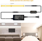 Pandery COB LED Strip 32.8ft,Dimmable Strip Lights, 6000K Daylight Super Bright LED Strip Lights, DC24V CRI90+,LED Tape Light with UL-Listed Power Supply, Indoor for Closet,Bedroom,Kitchen