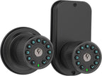 Double Sided Keypad Door Knob with Dual Cylinders and Key Alike, iuknob Keyless Entry Smart Door Lock for Entrance, Fence, Gate, Swimming Pool,Waterproof and Weatherproof for Outdoor & Interior Door.