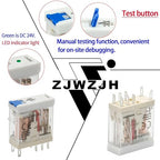 Power Relay 12V Miniature Electromagnetic Relay 8Amp DPDT 2-Pole with Indicator Light, Test Button and Socket Base UL Certification (8 Pin- 8A, DC 12V)