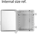 Gratury Junction Box, IP67 Waterproof Plastic Enclosure for Electrical Project, Hinged Grey Cover, Includes Mounting Plate and Wall Bracket (Transparent Cover, 16.1"x12.2"x7.1")