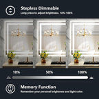 YEELAIT 40x30 Inch LED Bathroom Mirror with Lights Front and Backlit Lighted Vanity Mirror for Bathroom Wall with 3 Colors Dimmable Anti-Fog Memory Shatter-Proof IP54 Waterproof Horizontal/Vertical