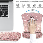 Ergonomic Mouse Pad Wrist Support and Keyboard Wrist Rest Set with Coasters, Non-Slip PU Base, Easy Typing and Relieve Wrist Pain, Perfect for Home Office Working Studying, Bible Verses Proverbs 31:25