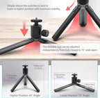 Kado Metal Portable Monitor Stand Tripod, 2-In-1 Phone/Tablet Clamp Portrait/Landscape, 100x100mm 75x75mm Wall/Arm Mount Adapater Bracket Plate, 360° Ball Head Compact for Projector, Camera and Webcam