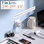 TREVOLTY 2000W Voltage Converter US to Europe for Hair Dryers, 7-in-1 220V to 110V Converter for European Travel with 3 AC/2 USBA/2 USBC Ports (PD20W), Universal Travel Adapter (White)