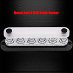 6 x M10 (3/8") Studs Power Distribution Block Bus Bar 12V, Ampper 7" HD 300A Marine BusBar Battery Distribution Block W/Cover for Car Boat Solar (Black)