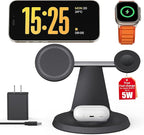 3-in-1 Wireless Charging Station for Apple Devices - Fast Charging Station for iPhone and Watch with MagSafe, Stable Charger Stand for iPhone 17 Air 16 15 14 13 12 Series & iWatch & AirPods