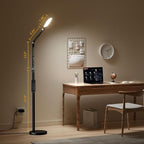 LitONES Ring Light with Stand, 15W Dimmable Zoom Lighting for Computer, Home Office, Reading, Video Calls, 66 Inches Floor Lamp with Flexible Swing Arm, AC Plug, Remote, Memory & Timer CRI >95