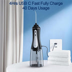 MOCEL Water Dental Flosser Oral Irrigator with 5 Modes, 350ml Cordless Water Teeth Cleaner Pick 6 Tips, IPX7 Waterproof Rechargeable Portable Powerful Battery for Travel & Home Braces & Bridges Care