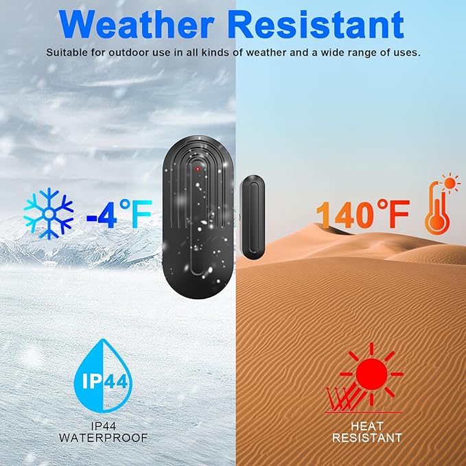 Wireless Door Chime for Business Home Office When Entering Door Alarms When Opened with 800Ft Range 55 Chimes 5 Volume Levels (1 Receiver & 4 Sensor)