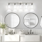 Unicozin Bathroom Light Fixtures, 5 Light Vanity Lights for Bathroom, Brushed Nickel Wall Lamp with Clear Glass for Mirror, Living Room, Hallway, Cabinet, E26 Base