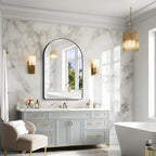 Arched Bathroom Mirror, 32"x48" Black Arched Mirror for Bathroom, Wall Mounted Mirror, Black Vanity Wall Mirror w/Metal Frame for Bedroom, Entryway, Living Room, Hanging or Leaning Against Wall