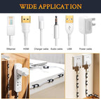 SOULWIT 50 Pcs Self Adhesive Cable Management Clips, Cable Organizers Sticky Wire Clips Cord Holder for TV PC Laptop Ethernet Cable Desktop Home Office (Black)