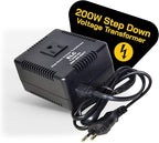 ELC 200-Watt Voltage Converter - Step Down - 220v to 110v / 240v to 120v Travel Power Converter - for Hair Straightener, Hair Dryer, Laptops and Chargers, CE Certified [3-Years Warranty]