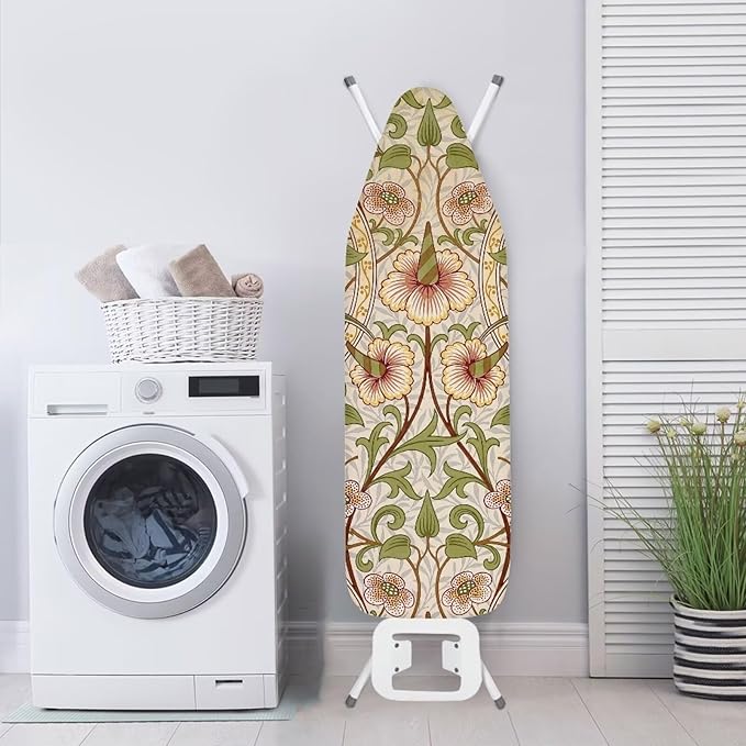 ZCFYGDX William Morris Art Ironing Board Covers,Stain Resistant & Anti-Scorch Elastic Edges Nylon Buckle Straps Hook & Loop Fastener Strap,Easy Install of Protective Decorative Cover 18x58 Inch