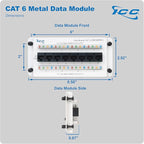 ICC CAT6 Ethernet Data Module, 8 Ports, UL Listed & PoE++ Rated, High-Performance Network Interface, Quick Push-Pin Mount, Fits 9" 14", and 28" Structured Wiring Enclosures, Premier Series
