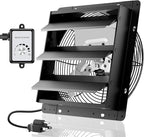 HG Power 12 Inch Attic Fan with Speed Controller, 971 CFM Shutter Exhaust Fan with EC Motor, Wall Mounted Greenhouse Fan for Shed, Basement, Gable, Chicken Coop Ventilation Use, Black
