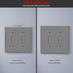 ENERLITES Double Light Switch Wall Plate, Toggle Switch Plate, Gloss Finish, 2-Gang Mid-Size 4.88" x 4.92", Unbreakable Polycarbonate Thermoplastic, UL Listed, 8812M-GY, Gray