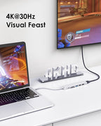 LENTION USB C Hub with 100W Charging, 4K HDMI, Dual Card Reader, USB 3.0 & 2.0 Compatible MacBook Pro, New Mac Air/Surface, Chromebook, More, Stable Driver Adapter (CB-CE18, Silver)