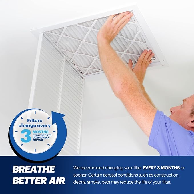 BNX TruFilter 20x24x1 Air Filter MERV 13 (4-Pack) - MADE IN USA - Electrostatic Pleated Air Conditioner HVAC AC Furnace Filters for Allergies, Pollen, Mold, Bacteria, Smoke, Allergen, MPR 1900 FPR 10