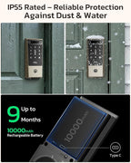TCL D2 Pro Smart Lock with Palm Vein Recognition, 10000mAh Rechargeable Battery & Wi-Fi, Keyless Entry Door Lock, IP55 Weatherproof, Built-in Doorbell, Auto Lock, Brushed Nickel
