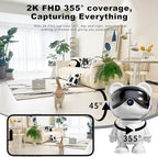 Dzcctvipc-Cute Bear-2K Wireless-Smart Robot-Home Security - Camera,Nanny & Pet Motion Monitor,Baby Cry Detection Alarm,Privacy Mode,5G Dual-Band,PanTilt,Full HD Night Vision,24/7 Recording,2-Way Audio