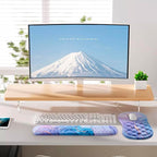 Mouse Pad Wrist Support, Laokiiy 2 in1 Keyboard Wrist Rest+ Ergonomic Mouse Pad, Non-Slip Wrist Rest for Computer Keyboard, Made Easy Typing & Relieve Wrist Pain(Blue Pink Marble)