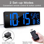 XREXS Large Digital Wall Clock with Remote Control, 16.5 Inch LED Large Display Count Up & Down Timer, Adjustable Brightness Plug-in Alarm Clock with Day/Date/Temperature for Home, Gym, Office