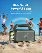 Soundcore Boom 2 by Anker, Outdoor Speaker, 80W, Subwoofer, BassUp 2.0, 24H Playtime, IPX7 Waterproof, Floatable, RGB Lights, USB-C, Custom EQ, Bluetooth 5.3, Portable for Camping and Beach - Green