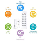Syantek Remote Control Outlet Wireless Light Switch for Household Appliances, Expandable Remote Light Switch Kit, Up to 100 ft Range, White (5 Outlets + 2 Remotes)