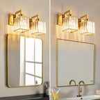 FDPBY Modern Bathroom Vanity Light 2-Lights Gold Crystal Wall Lamp Bathroom Modern Crystal Vanity Lighting