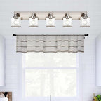 WINSHEN 5-Lights Brushed Nickel Bathroom Wall Light with Clear Glass Shade, E26 Bulb Base Vanity Lighting Fixtures Over Mirror for Kitchen Cabinet Bedroom