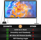 120inch Outdoor Projector Screen with Stand: 16:9 4K HD Portable Projector Screen Outdoor Indoor - Front/Rear Movie Screen with Carry Bag, Sandbag - Projection Screen for Backyard, Camping, Theater