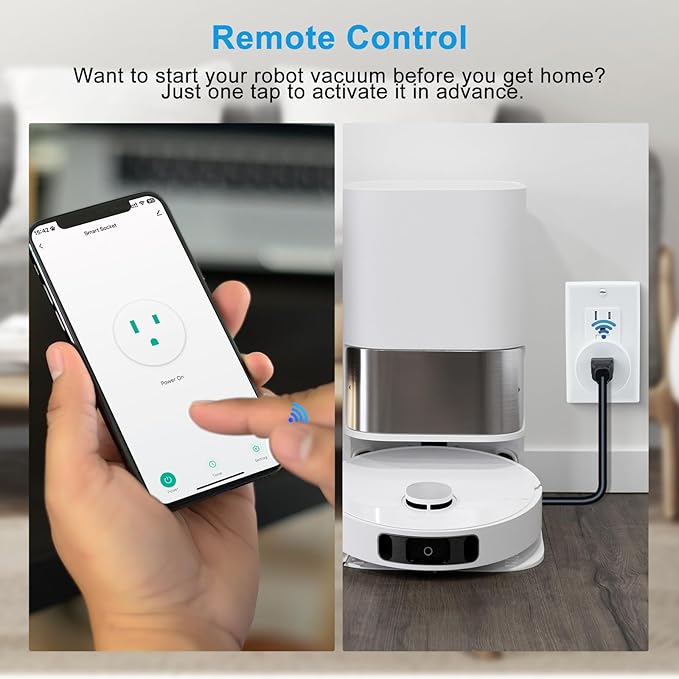 WiFi Smart Outlet Plug with Remote,GreenCycle Electric Smart Plug with Wall Switch,Compatible with Alexa and Google Home via Tuya,15A/1500W，Remote Control from Anywhere,TUV FCC List(2.4G)