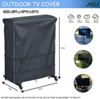 JINLI 55-60 inch outdoor TV trolley cover, courtyard TV cover, Oxford fabric waterproof and dustproof, triple windproof design, compatible with rolling/mobile stand