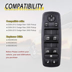 Vurkcy Driver Side Power Window Switch Door Lock Control Button Compatible with 2009 2010 2011 2012 Dodge RAM 1500/2500/ 3500 Quad & Crew Cab Pickup, Double Auto Buttons Replaces 4602863AB, 4602863AC