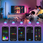 Corner Floor Lamp, RGB IC LED Corner Lamp, 16 Million DIY Color & Warm White, Music Sync and Timing Function, Color Changing Ambient Lights for Living Room, Bedroom, Gaming One Connected Pair