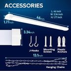 hykolity 4FT 70W LED Shop Light Linkable, 8000lm(300w Equivalent), 5000K Utility Shop Lights for Garages, Workshops, Basements, Hanging or FlushMount, with Power Cord and Pull Chain, ETL, White,1 Pack